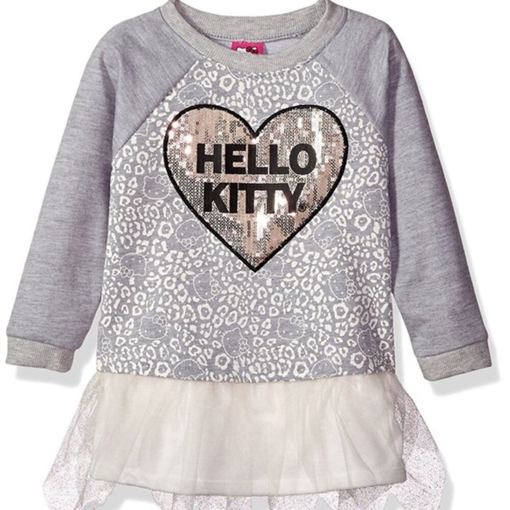 Hello‎ Kitty Baby Girl Sequin Heart Tutu Dress Size 18 Mo Fleece Long Sleeve NWT